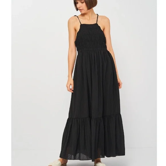 Zara | Dresses | Zara Long Textured Black Halter Maxi Dress | Poshmark
